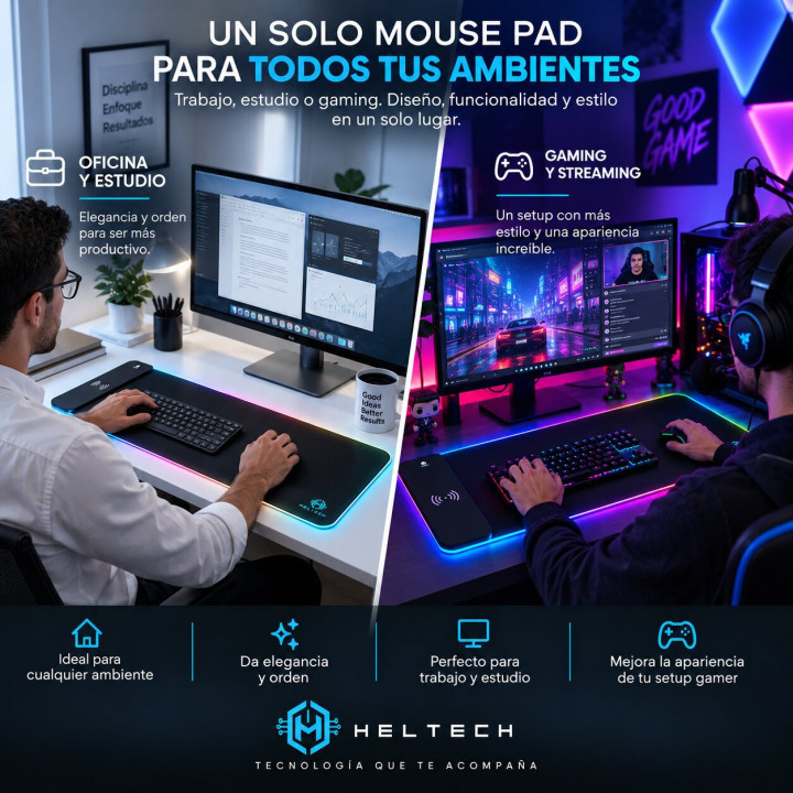 Mousepad XL RGB con módulo de carga inalámbrica