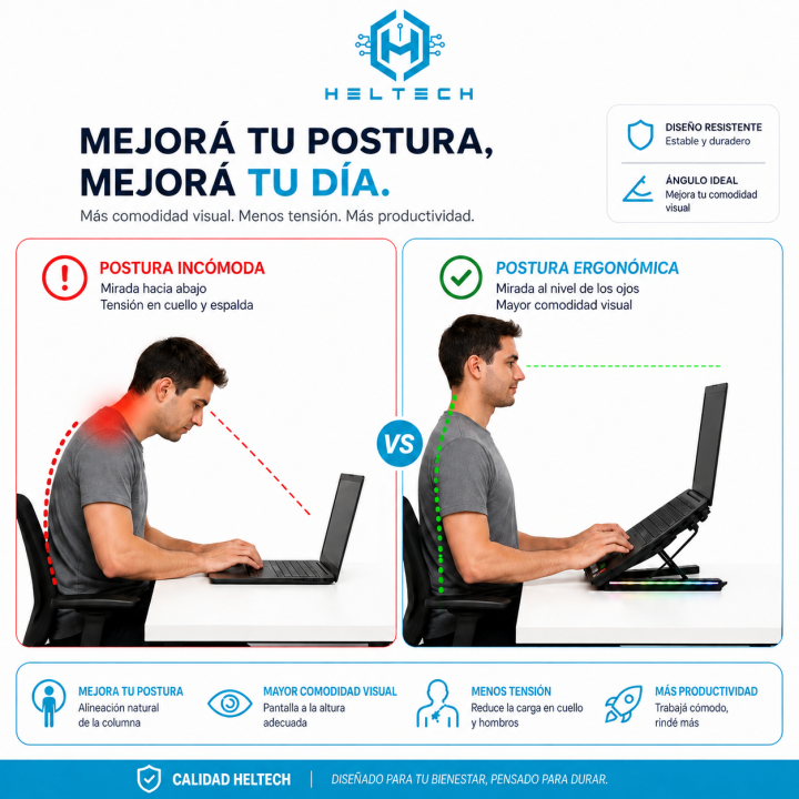 Soporte para Notebook Plegable RGB con Hub USB